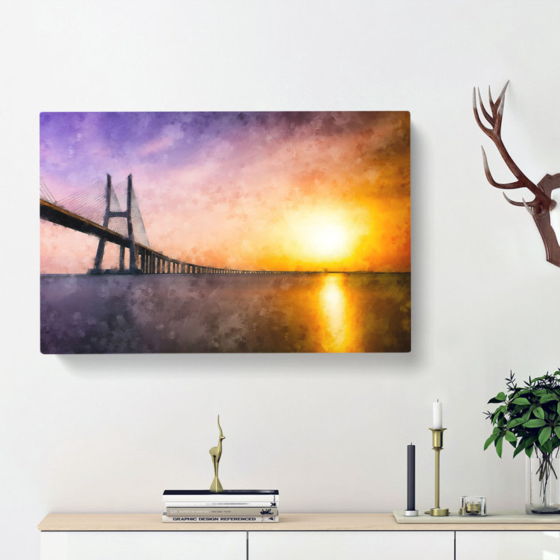 Vasco da Gama Bridge in Portugal - Wrapped Canvas, 60cm H x 91cm W x 3cm D