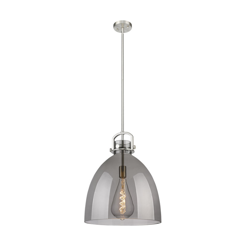 Luminaire suspendu 1 lumière Badillo, H 19,63 po x l 16 po x P 16 po, Plaqué couleur fumée, Nickel satiné