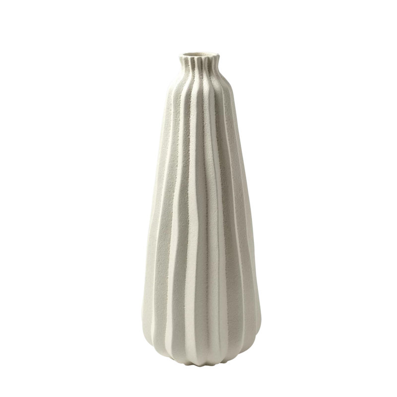 Lithos White 20" Ceramic Table Vase