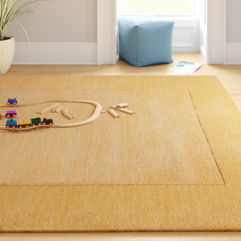 Tapis en laine tissé à la main Dolma en jaune / verge d'or foncé, Tapis de couloir 2 pi 6 po x 8 pi