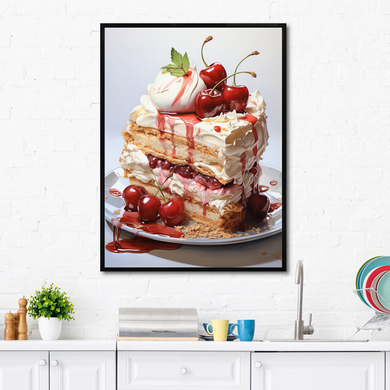 Montecillo Red Cheesecake Luxury III, reproduction d'art sur toile, H 32 po x l 16 po x P 1 po, Cadre flottant noir