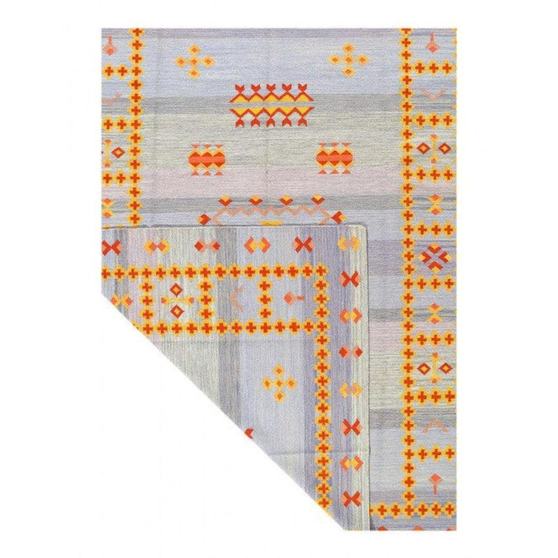 Tapis rouge / jaune / beige en coton / laine 8 pi x 10 pi Moroccan