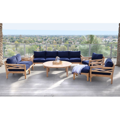 Monterey Teak 8 - Person Patio Conversation Sets with Cushions