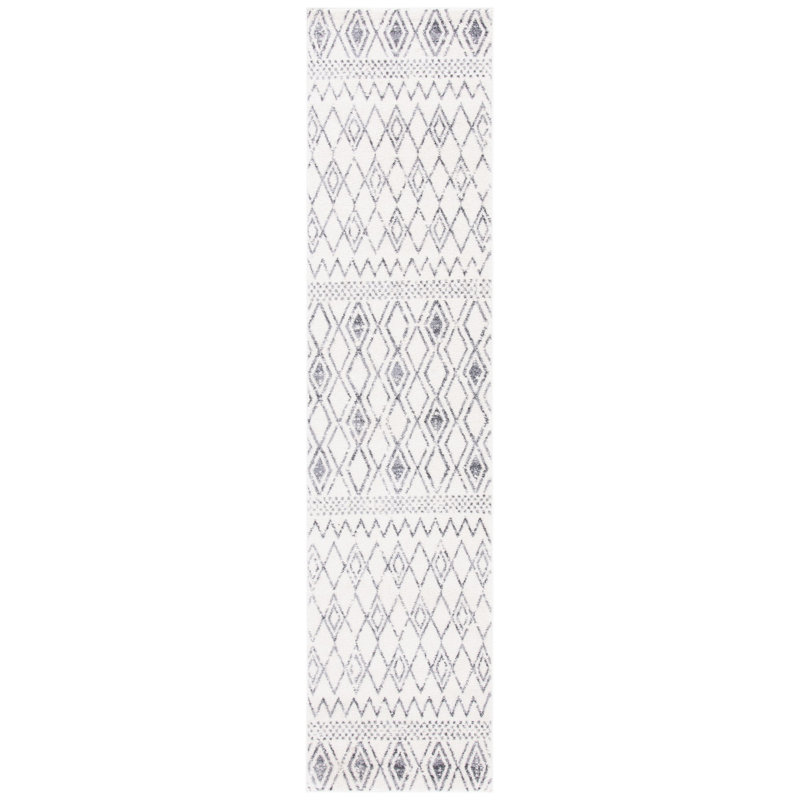 Tapis ivoire / gris Southwestern, Tapis de couloir 2 pi 2 po x 9 pi