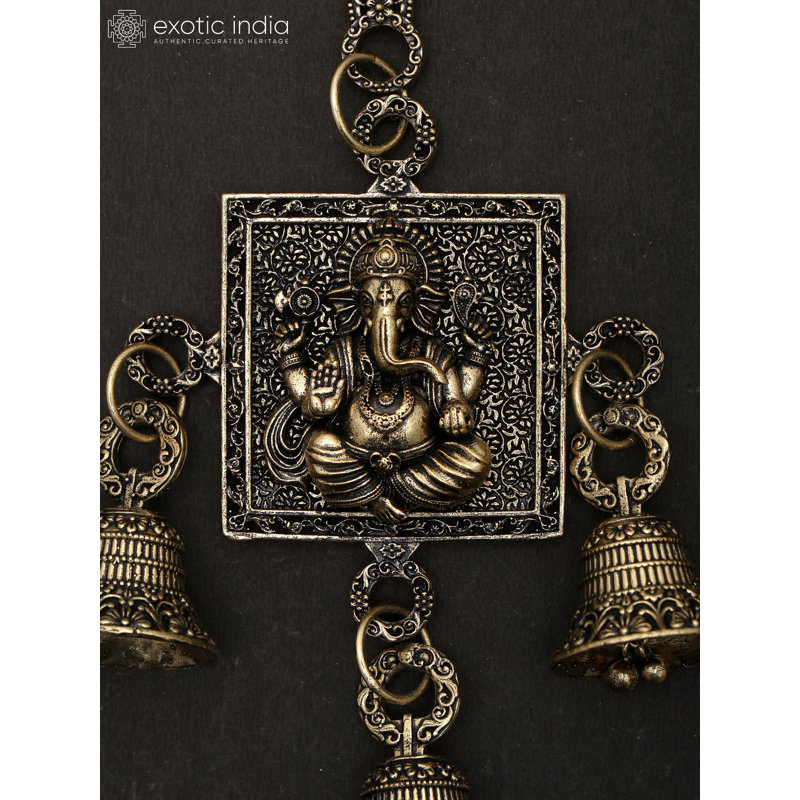 Petite cloche suspendue murale Lakshmi Ganesha Saraswati 6 pouces