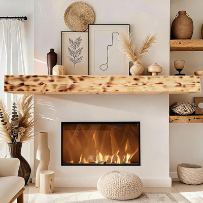 Tablette flottante rustique en bois, étagère murale en bois de pin brûlé L 60 po / 72 po x l 8 po x H 5 po
