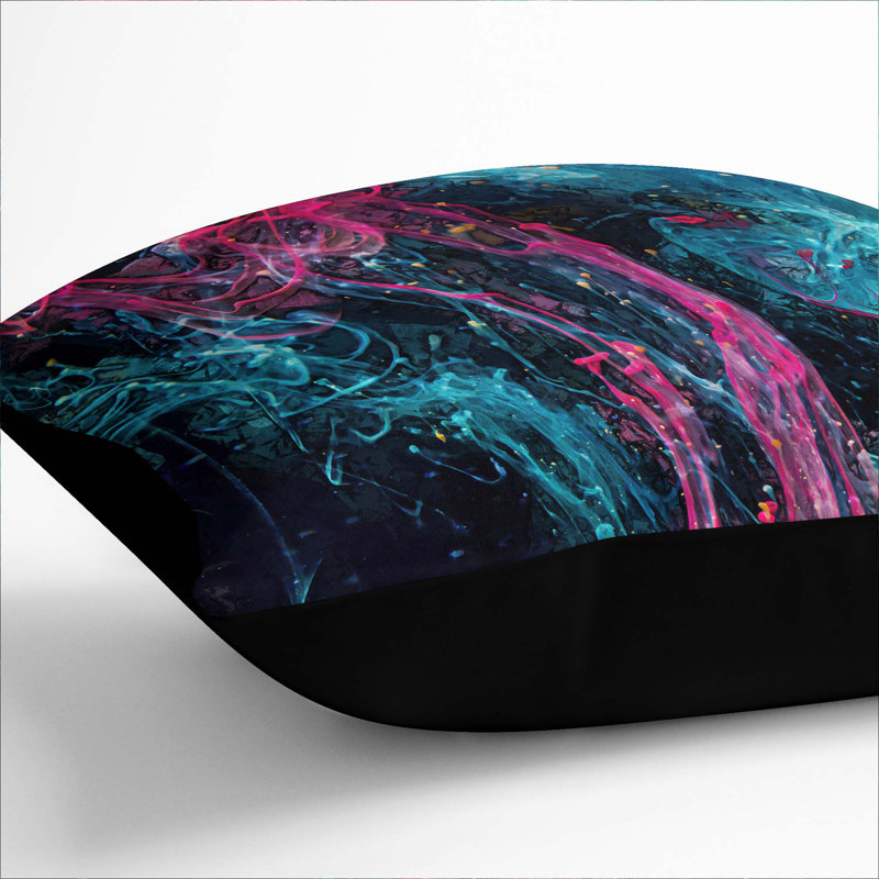 Abstract Square Throw Cushion, Black, 40cm H x 40cm W x 15cm D