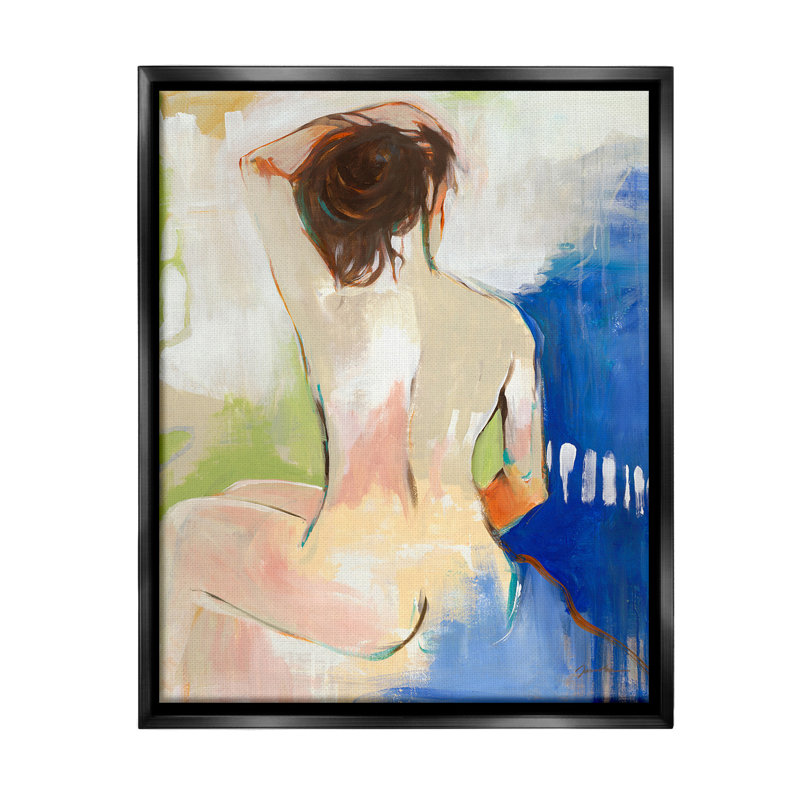 "Modern Nude Figure" par Liz Jardine sur toile, Cadre flottant noir de jais, H 31 po x l 25 po