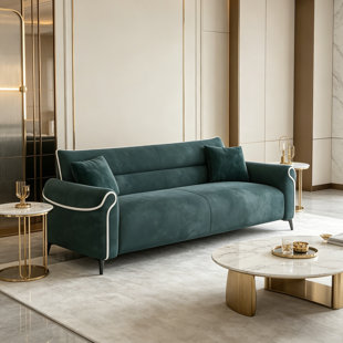 Canapé droit de luxe clair en chenille bleu foncé résistant à l'usure et à 2 places pour appartement de chambre à coucher