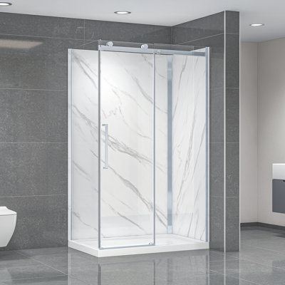 Dreamwerks Bristol 48" W X 32" D X 79.2" H Framed Rectangular Reversible Shower Kit