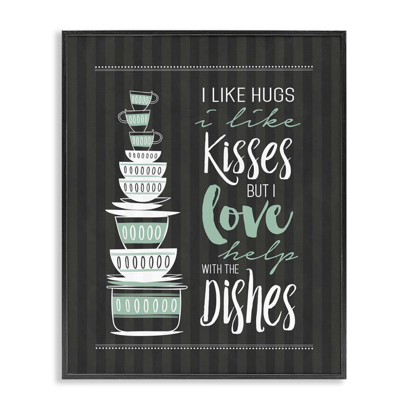 Giclée encadrée Love Love With Vaisselle, design par lettres et doublure, H 14 po x l 11 po, Giclée encadrée noir minuit