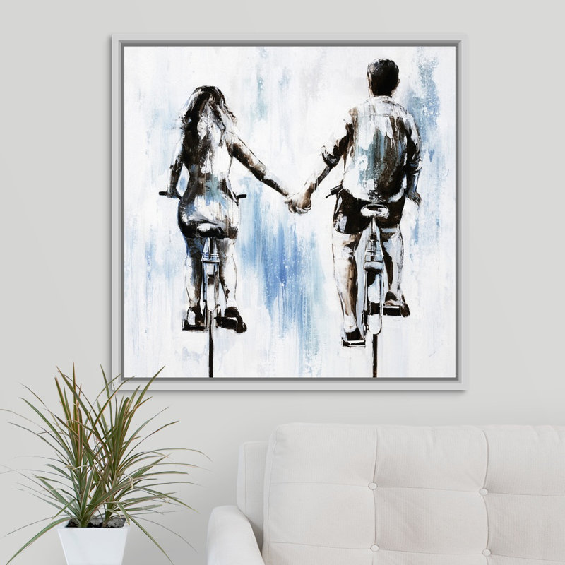 « se déporter sur », peinture sur toile, H 31,7 po x l 31,7 po x p 1,75 po, Cadre flottant blanc