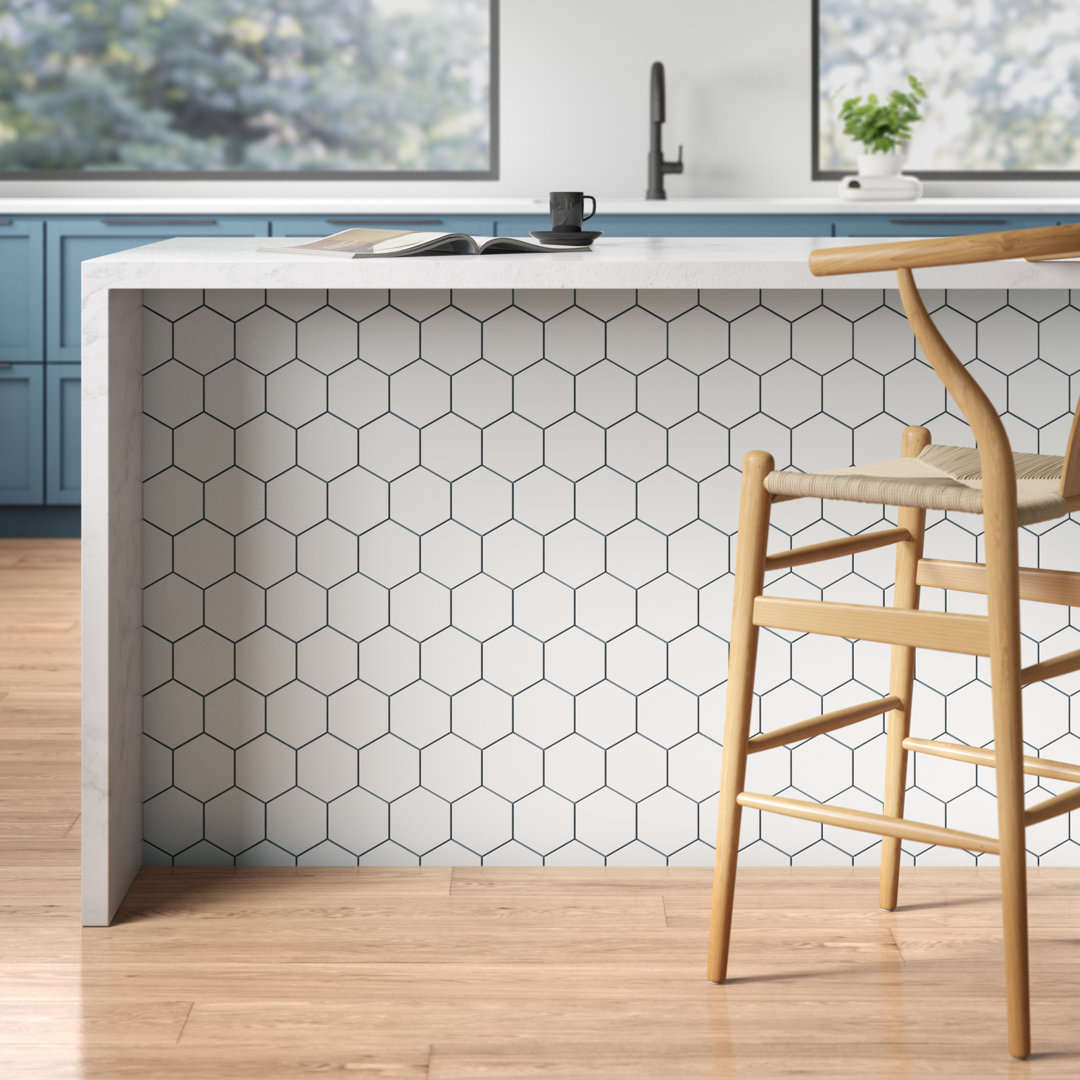 Metro Super 4" Hex Matte White 10" x 11-1/2" Porcelain Mosaic Floor and Wall Tile Merola Tile