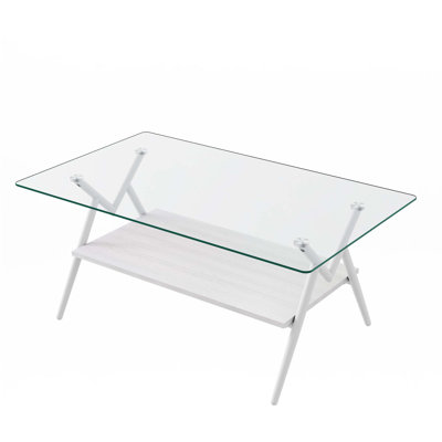 Rectangle Coffee Table With Tempered Glass Top