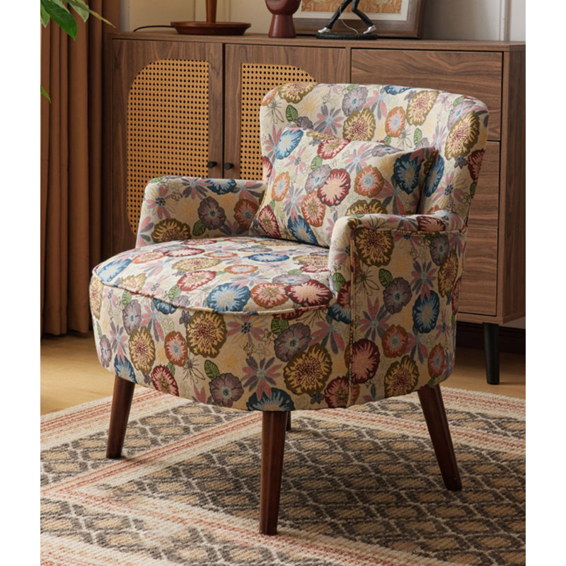 Chaise d'appoint moderne minimaliste en tissu avec structure en bois massif pour un usage domestique
