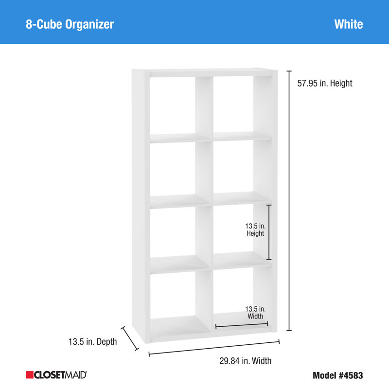Bibliothèque décorative à 8 cubes, ensemble de 2, (8 tablettes) H 29,87 po x l 57,95 po x P 13,5 po, Blanc