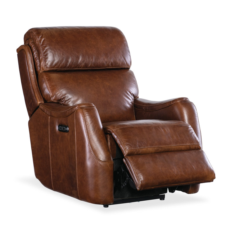 Carrington Walnut Leather Zero Gravity Recliner with Power Headrest
