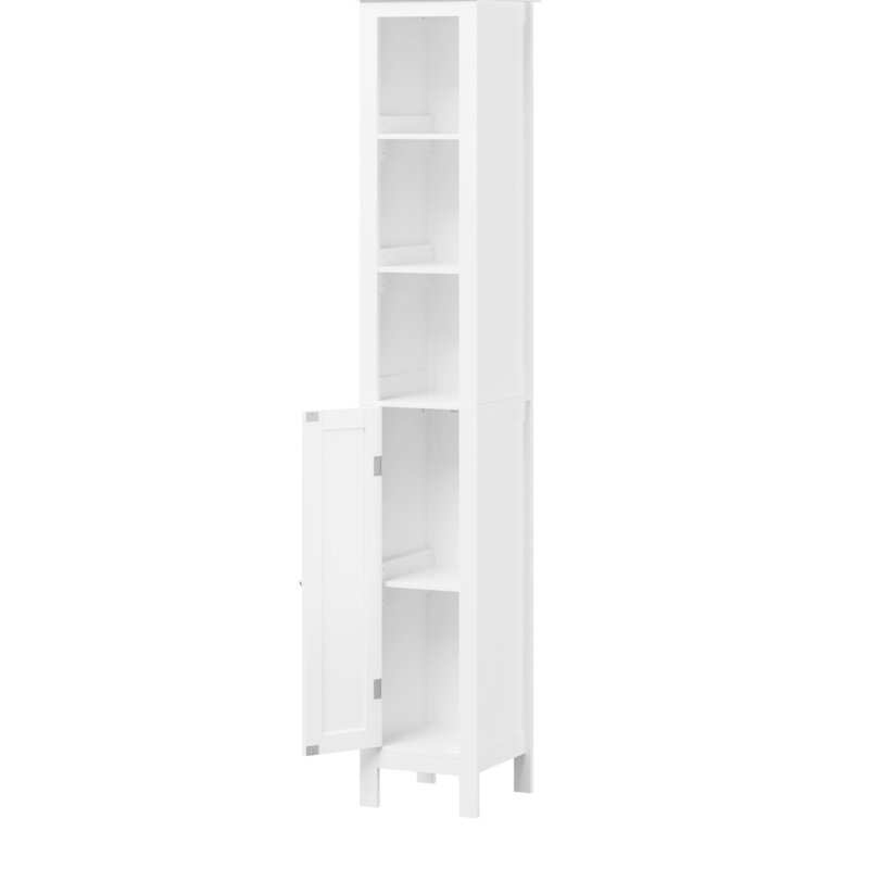 66.92" Tall Bathroom Cabinet With Adjustable Shelves - 1 Door Freestanding Slim For Home, Bathroom, Kitchen, White Storage Media Room