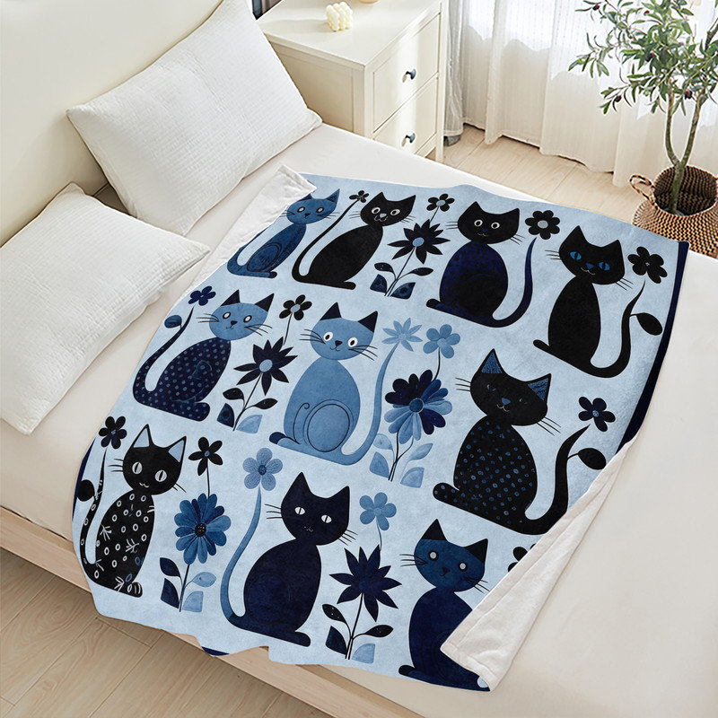 Jeté JYK, L 30 po x l 40 po, Blue Black Cats