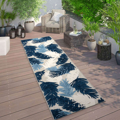 Hernandez Floral Navy/Ivory/Blue Indoor & Outdoor Area Rug