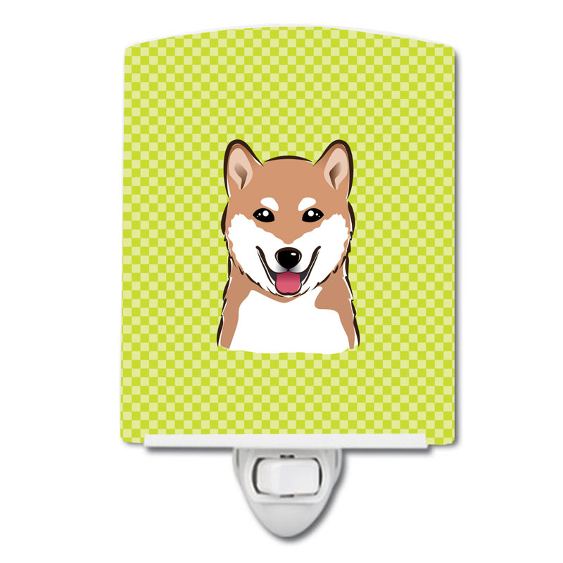 Éclairage de nuit en céramique damier de braque teckel, Jaune, Shiba Inu