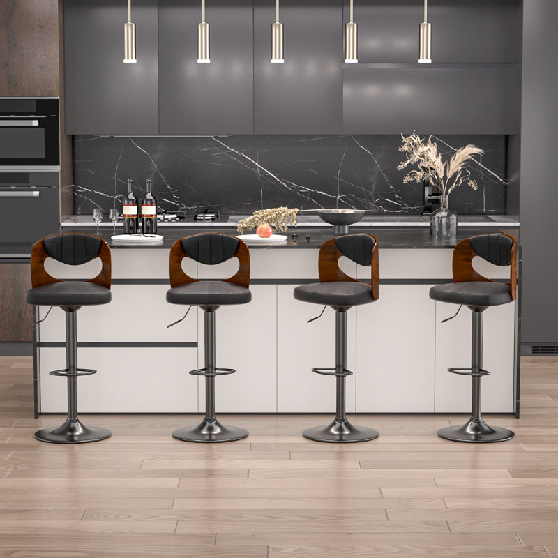 Tabouret de bar à hauteur ajustable (ensemble de 4), Noir
