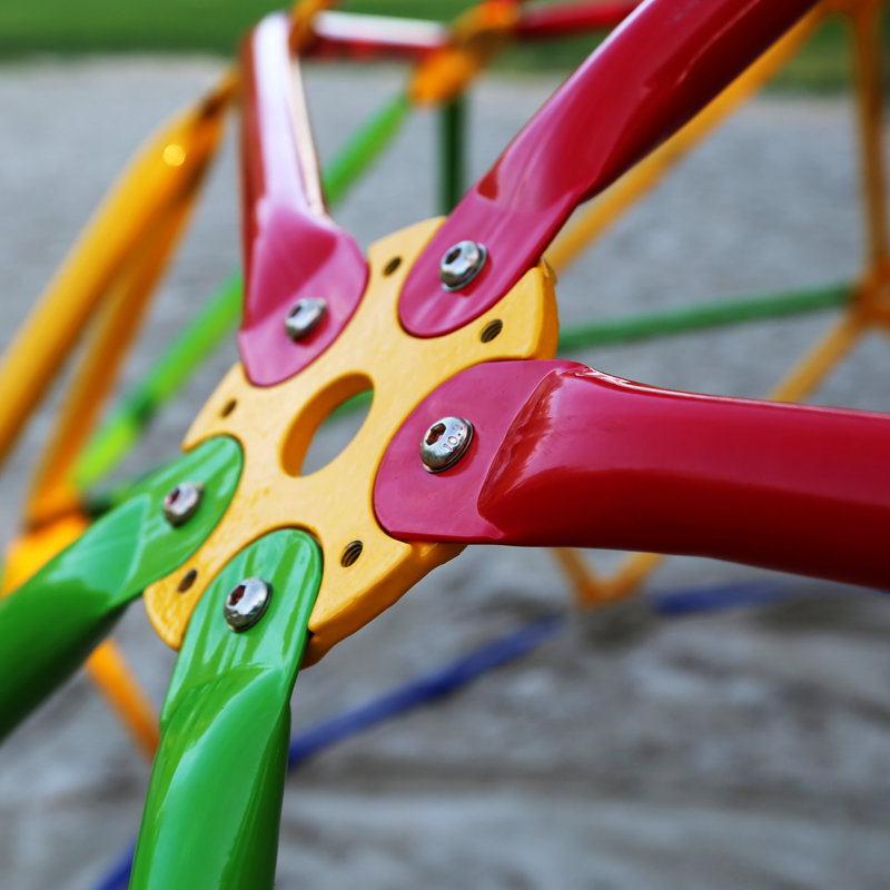 Multicolor Steel Geo Dome Climber with Swing Set and Basketball Hoop
