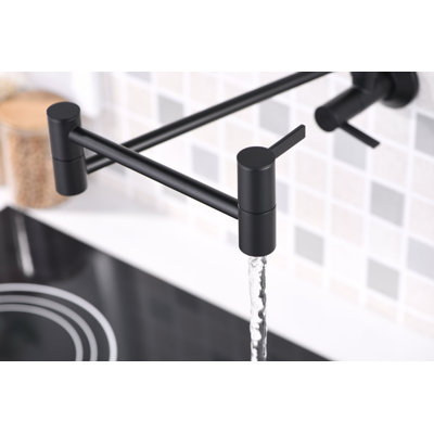 Euro Collection 4gpm Wall Mount Contemporary Kitchen Pot Filler Faucet - Matte Black