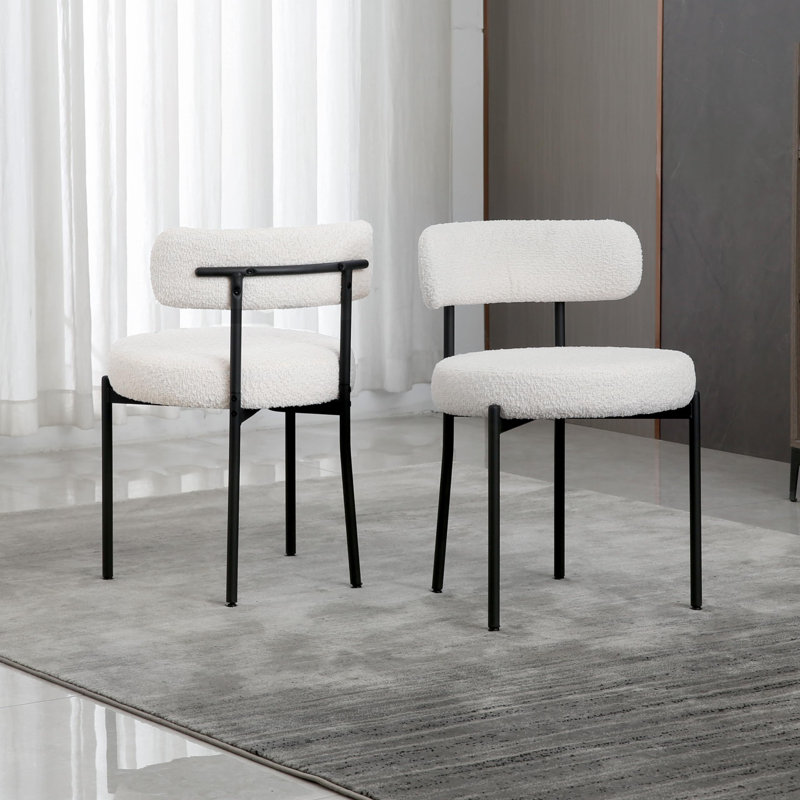Aulene Upholstered Modern Dining Chair, White, Set Of 2