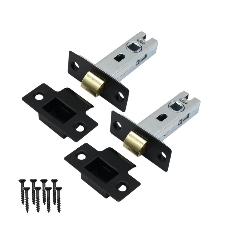 Golden Grace Pack of 2 Premium Tubular Mortice Door Latch in Matt Black Finish for Sprung Lever Door Handles - 65mm