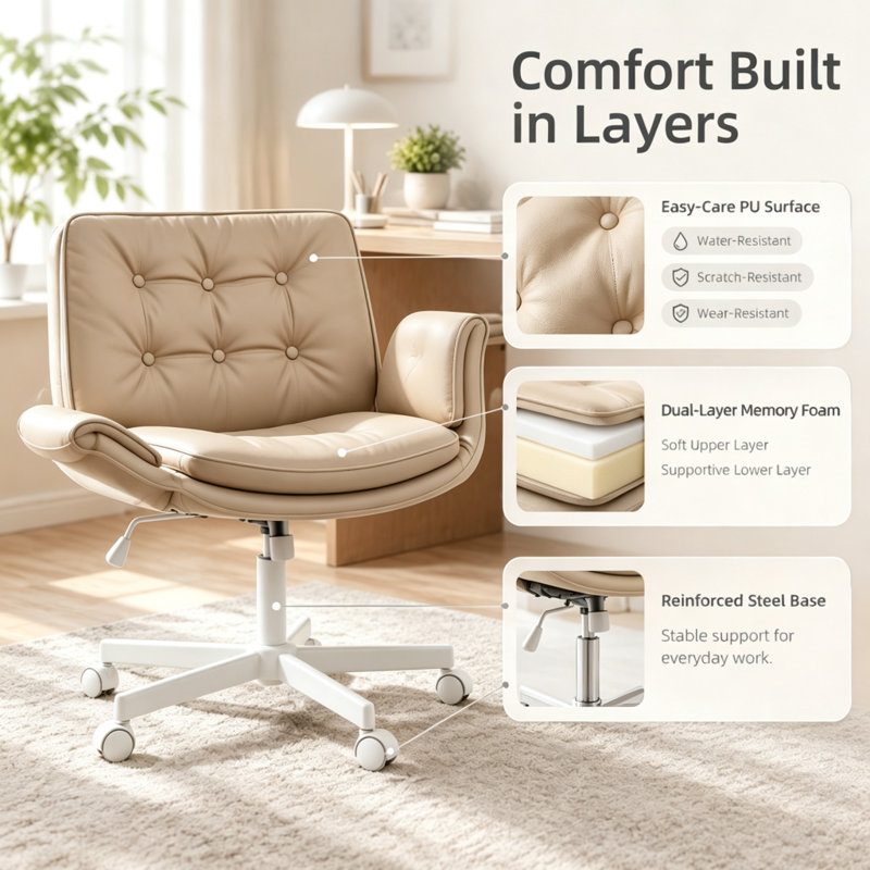 Fauteuil de bureau Criss Cross, Crème