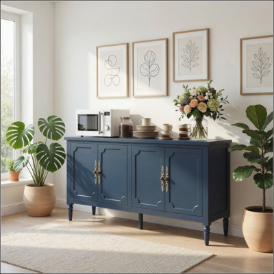 Buffet 58,9 pouces avec tablettes réglables et buffet moderne de style Mid-Century