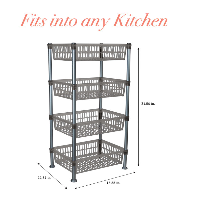 Edder 15.55'' W Plastic Shelving Unit, Grey