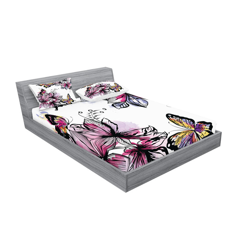 Multicolore ensemble de draps et taies décoratives à motif floral Ambesonne