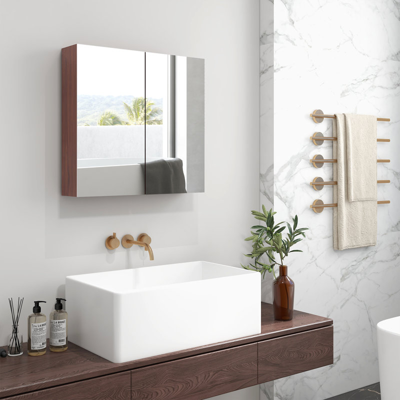 Kempton 63mm W 135mm H Wall Mounted Required Framed Medicine Cabinet Mirror 2 Adjustable
