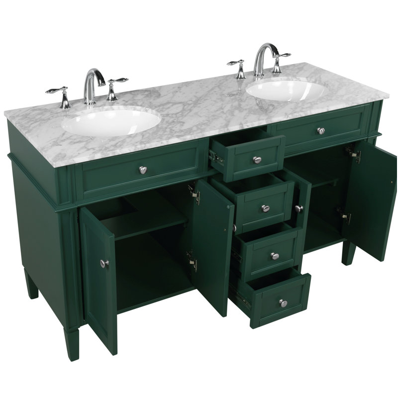 Ensemble de meuble-lavabo double 60 "Rivers, Vert