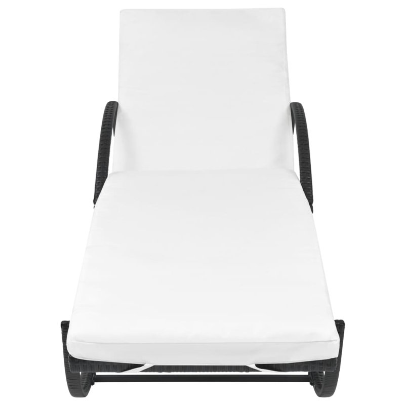 Chaise longue simple avec coussins Volkman 77,2 po, Noir