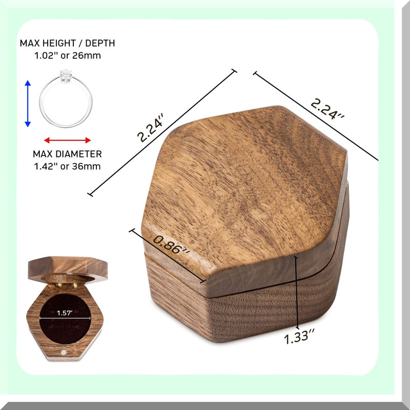 Elegant Walnut Wedding Ring Box for Proposals
