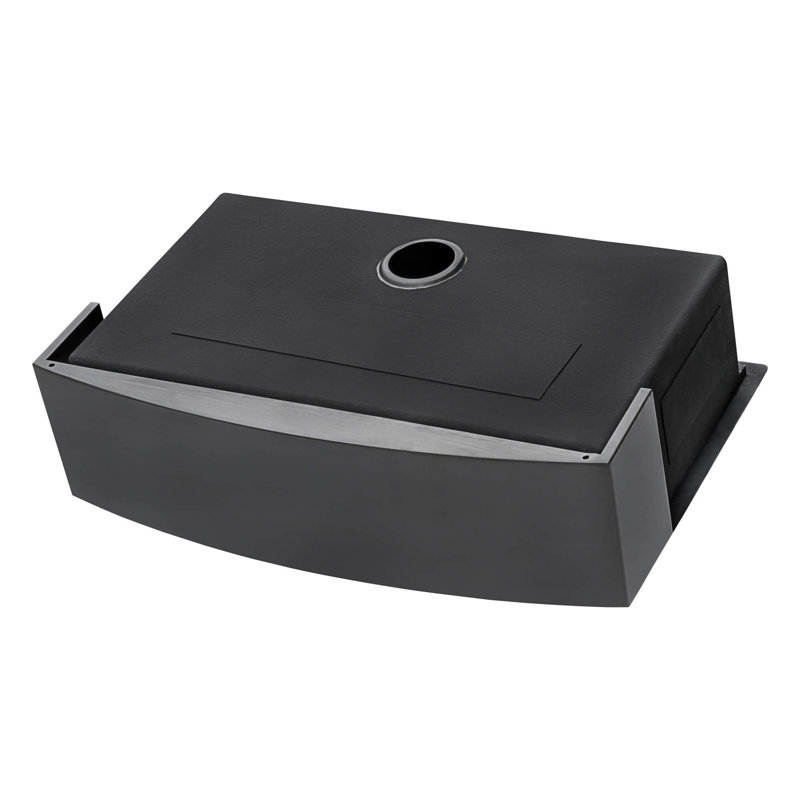 Ruvati 36" L x 22" W Farmhouse Kitchen Sink, Gunmetal Matte Black