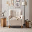 Fauteuil d'appoint capitonné avec coussin en mousse, accoudoirs et pieds en bois massif, idéal pour le salon ou un coin lecture.-985055538