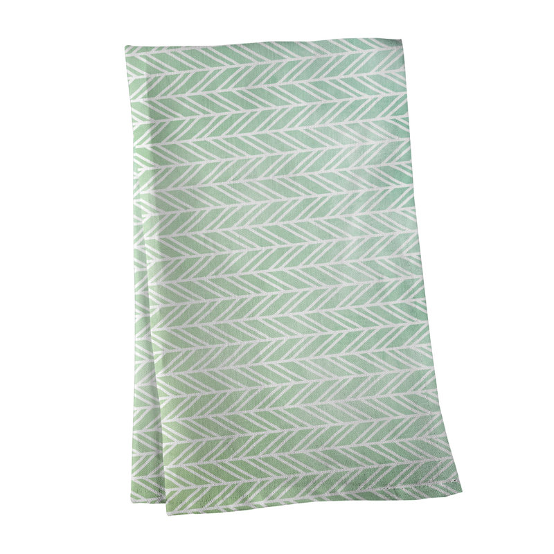 Serviette à thé à motif chevrons, Sergé de coton, Vert clair