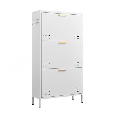 Armoire de rangement pour chaussures en métal au carbone avec pieds hauts et crochets latéraux Modern Minimalist