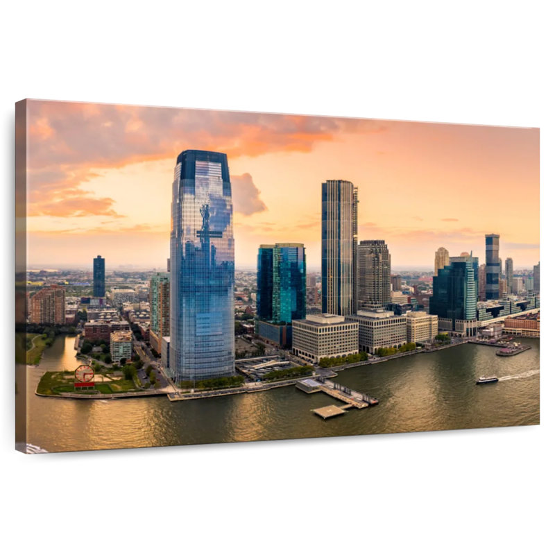 Vue panoramique de la ville de Sireci à Jersey City, H 30 po x l 45 po