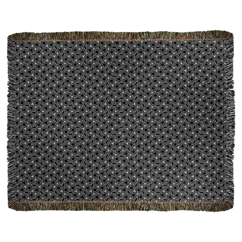 Couverture tissée hexagonale Katelyn Elizabeth, l 37 po x L 52 po, Noir / blanc