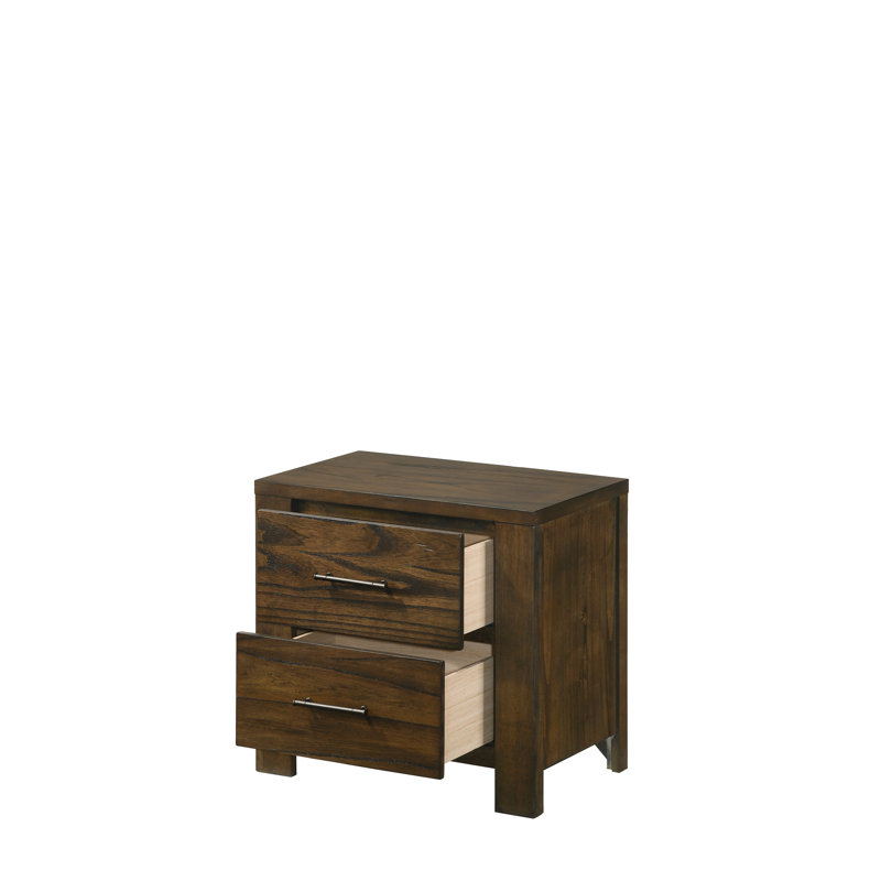 Table de chevet en bois avec 2 tiroirs au fini chêne