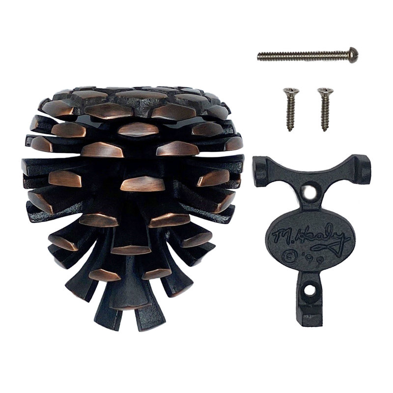 Heurtoir de porte pomme de pin, Bronze huilé, H 3,25 po x l 2,75 po x p 2 po