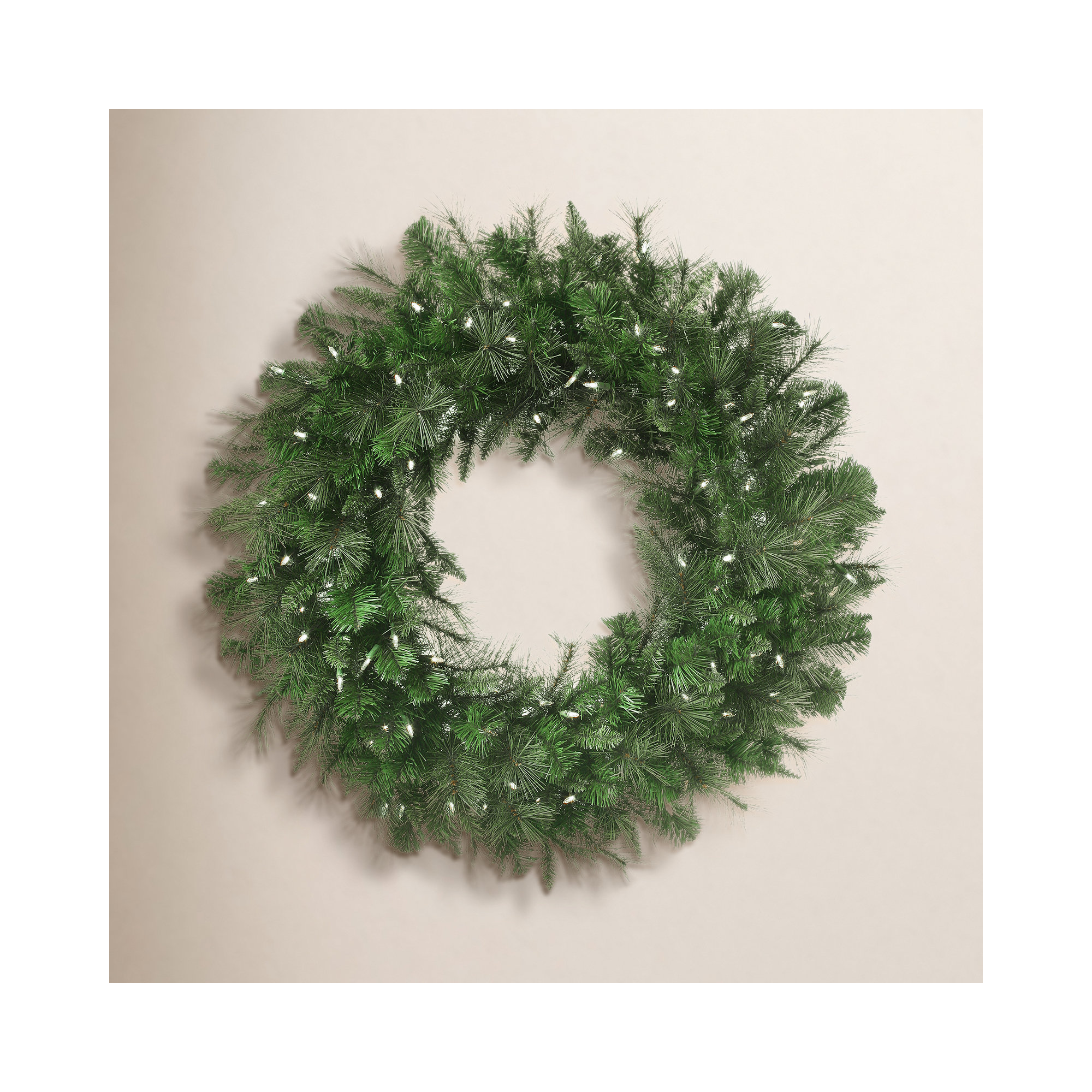 Surrey Faux Lighted Pine Wreath, 36" H x 36" W x 7" D