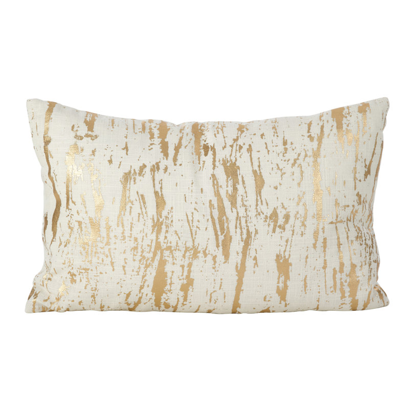Silver Distressed Foil Print Cotton Pillow Cover