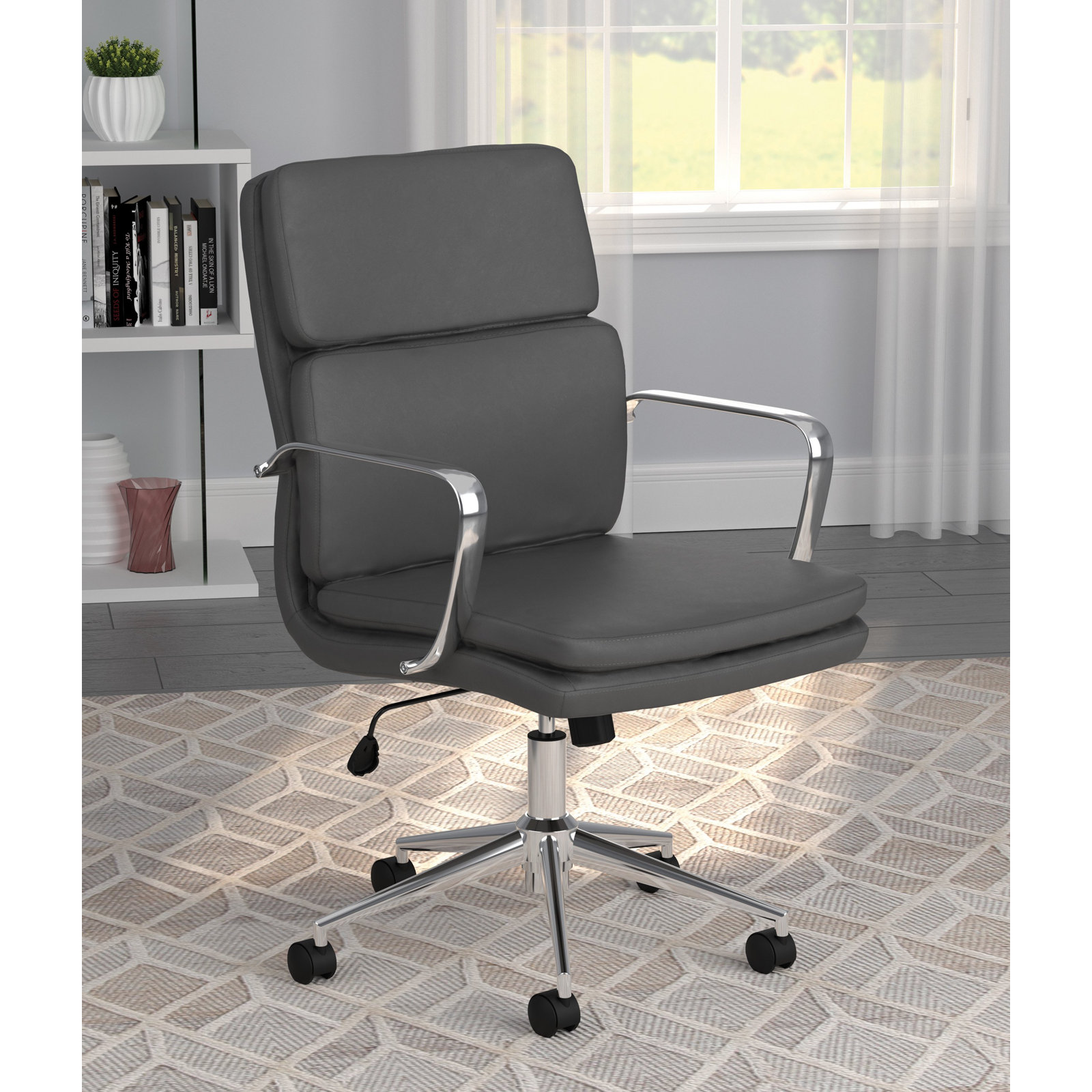 Rusanka Swivel Office Chair, Gray, 21"