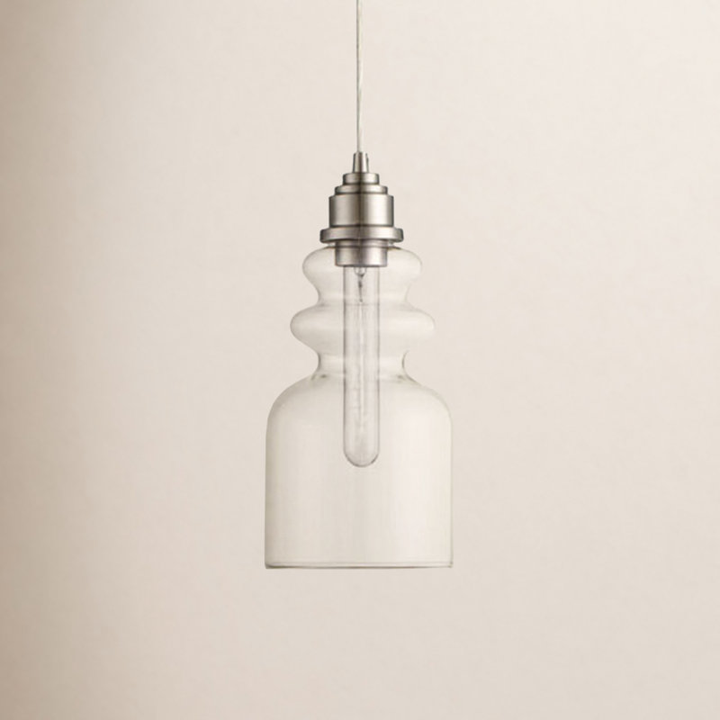 Luminaire suspendu cylindrique à 1 lumière Cicely, Nickel brossé